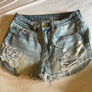 American eagle high waisted distressed shorts